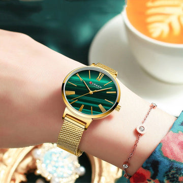 Orologio da Donna Ultra Sottile con Numeri Romani e Cinturino a Maglia Milanese