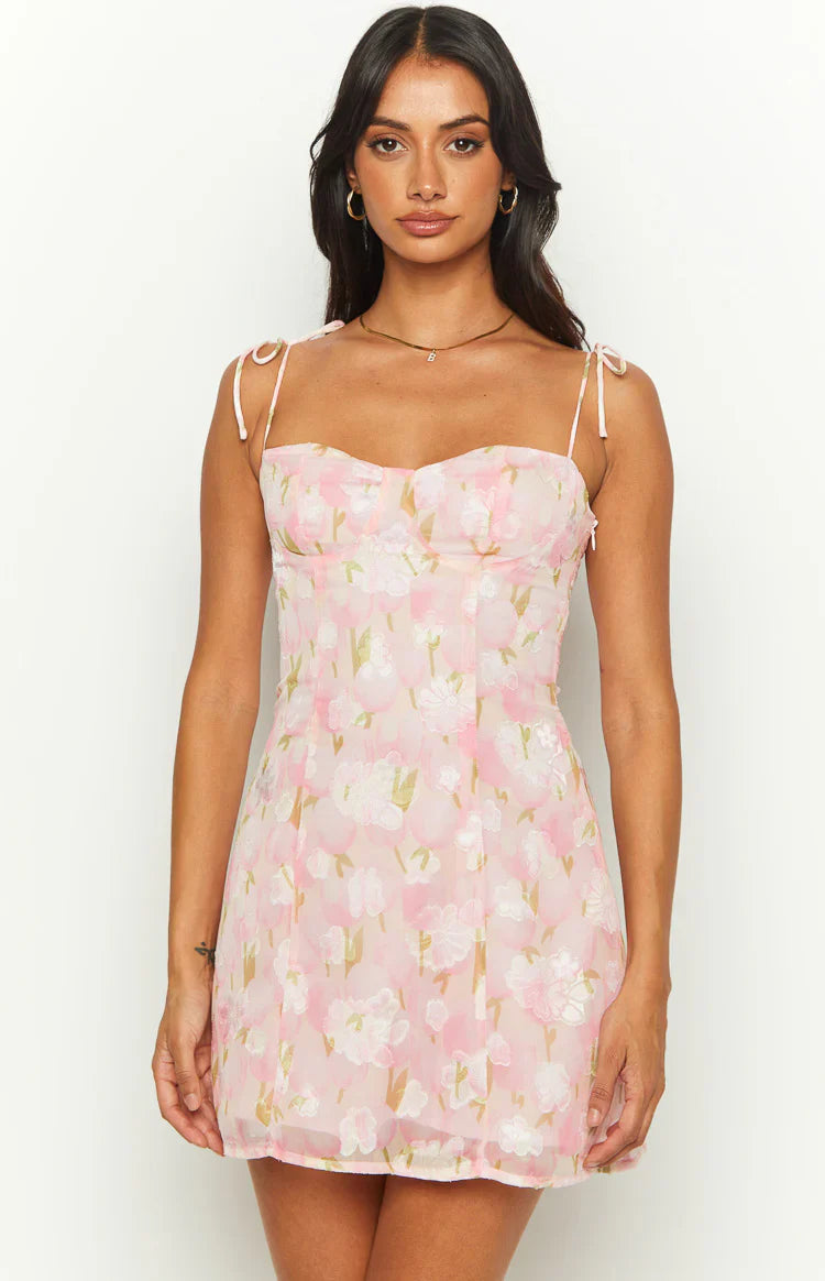 Abito Mini Penny Lane a Fiori Rosa
