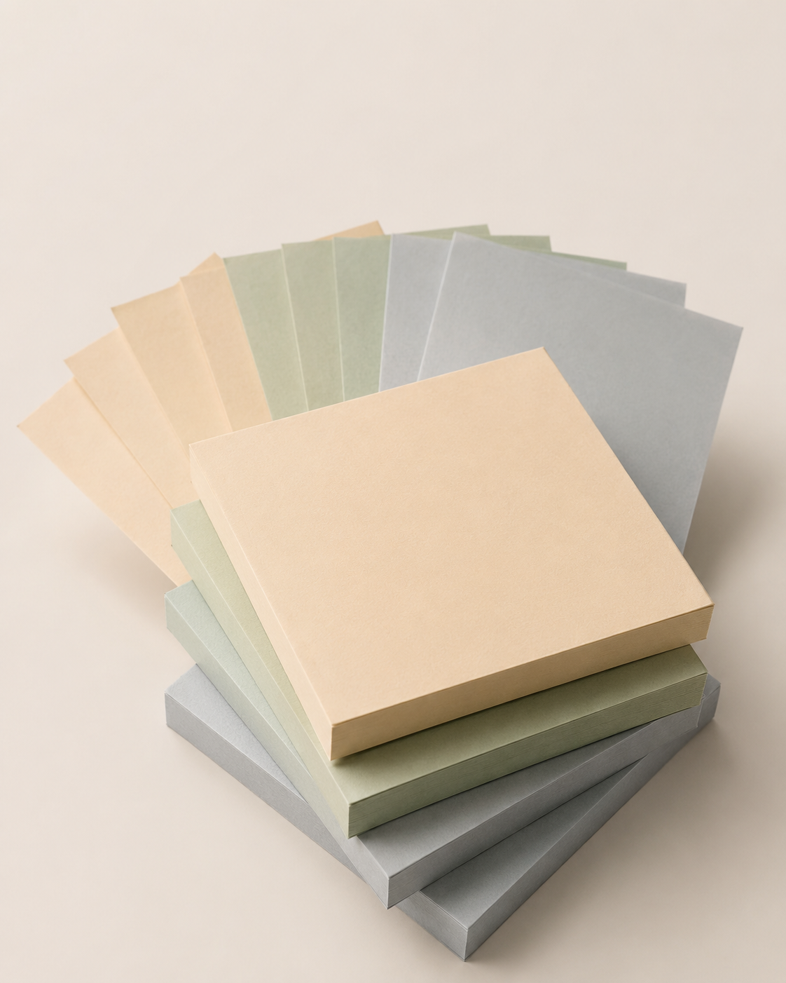 Set di foglietti adesivi in tonalità pastello beige, salvia e grigio