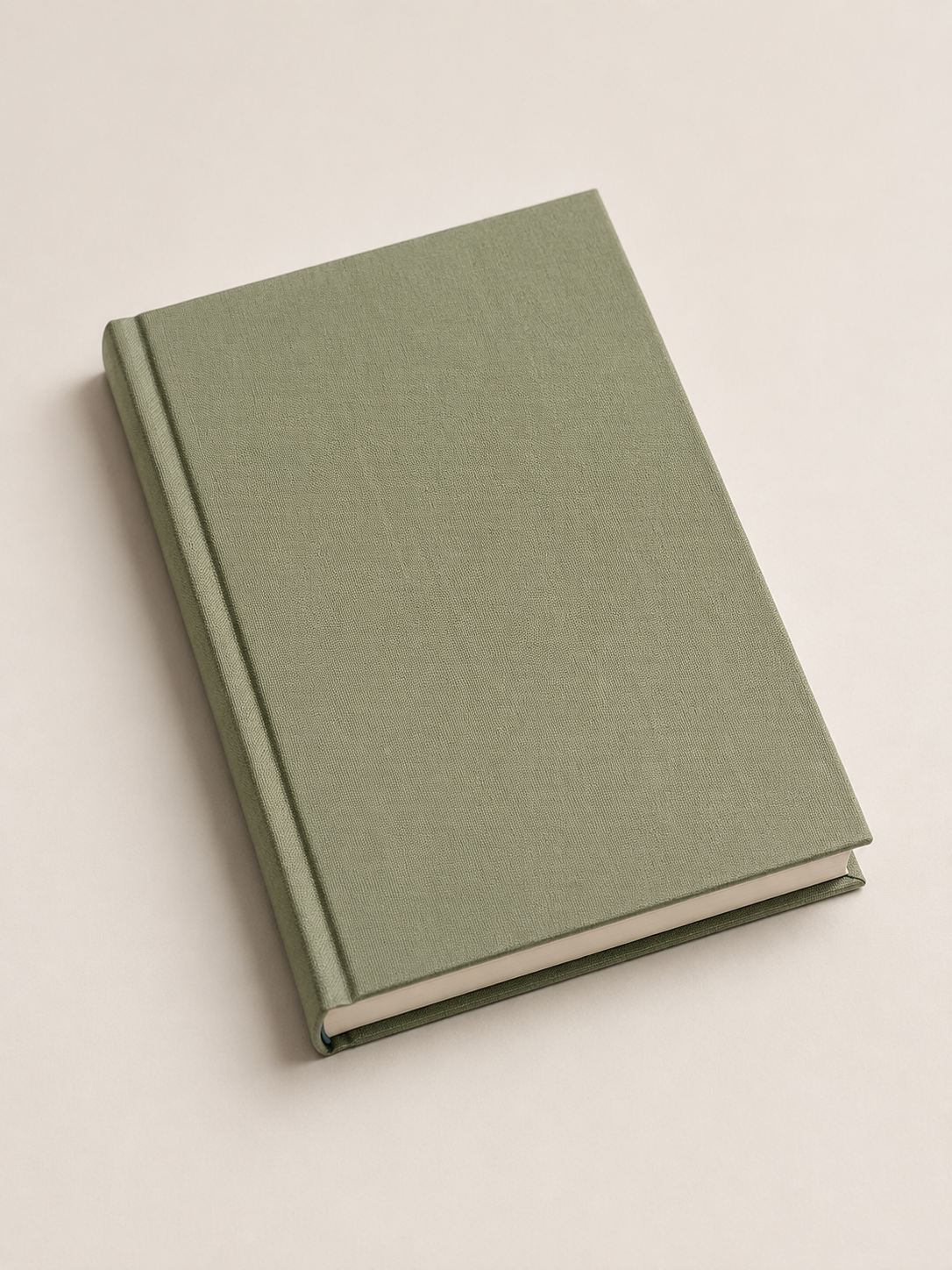 Quaderno A5 con copertina rigida in lino verde salvia