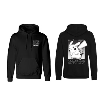 Felpa Unisex con Cappuccio Pokémon Halftone Pikachu Nera